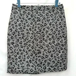 Ann Taylor Loft Women’s Pencil Skirt 6 Black Silver Back Zip Closure Lined